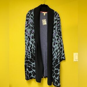 Isaac Mizrahi Blue Black and Purple Knit Cardigan